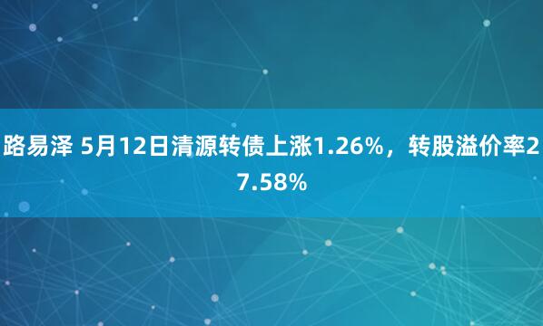 路易泽 5月12日清源转债上涨1.26%，转股溢价率27.58%