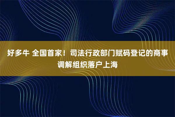 好多牛 全国首家！司法行政部门赋码登记的商事调解组织落户上海